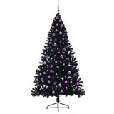 vidaXL Umjetna preddekorirana božićna jelka Črna 210 cm PVC | Shoptok.si