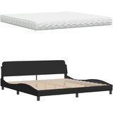  Postelja z vzmetnico črna 200x200 cm blago | Shoptok.si