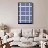  Slika - Lines and Symmetry - Expressive White Grid on a Blue Background 80x120 U crnom drvenom okviru | shoptok.hr