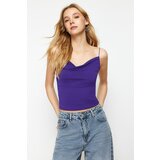 Trendyol Purple Fitted/Slippery Knitted Blouse cene