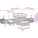 vidaXL 9-delni set vrtne sofe z blazinami Bež Poli Ratan Acacia, 2-sedežna vrtna sofa z blazinami Bež Poli Ratan, 3-delni set vrtne jedilne mize z blazinami Bež Poli Ratan Acacia | Shoptok.si