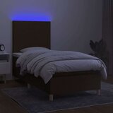  Krevet box spring s madracem LED tamnosmeđi 90x200 cm tkanina | shoptok.hr