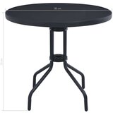 vidaXL Vrtna miza črna 80 cm jeklo in steklo | Shoptok.si