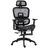 Nesta Ergonomski pisarni&amp;scaron;ki stol z nasloni za roke, vzglavnikom, ledveno oporo, mrežast, ležeča funkcija, opora za noge, črn, nastavljiva vi&amp;scaron;ina, (5000494015) Slike