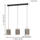 Eglo visilica Albariza 99446, 3x E27, 89,5 cm, crna/drvo/kapučino tkanina | shoptok.hr