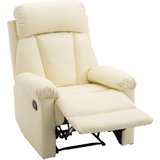 HOMCOM Ergonomski oblazinjeni naslanjač z vznožnikom iz usnja 80 x 97 x 107cm krem barve, (20710934) | Shoptok.si