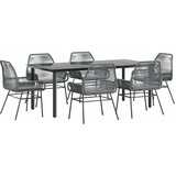  7-dijelni vrtni blagovaonski set s jastucima poliratan i staklo Siva 200 x 100 x 74 cm | shoptok.hr