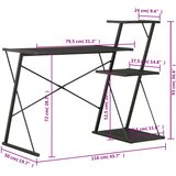  Radni stol s policom crni 116 x 50 x 93 cm | Eponuda.ba