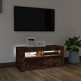TV ormarić s LED svjetlima boja dimljenog hrasta 90x35x40 cm | shoptok.hr