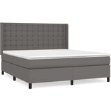  Box spring postelja z vzmetnico siv 160x200 cm umetno usnje, (20900408) | Shoptok.si
