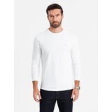 Ombre Men's longsleeve with raglan contrast sleeves - white and gray Cene