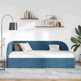 vidaXL Kotna postelja z vzglavjem Modra 100 cm x 200 cm blago | Shoptok.si