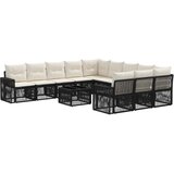 vidaXL Vrtna sedežna garnitura 12 pcs Črna in krem bela poli ratan, (5000269999) | Shoptok.si