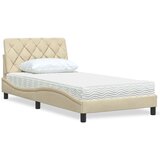  Krevet s madracem krem 100 x 200 cm od tkanine Cijene