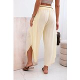 Kesi Włoski Women's viscose trousers with leg slit yellow | Shoptok.si