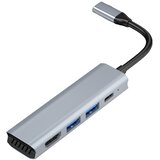 INF 4-v-1 USB-C na HDMI Hub Adapter 4K - Napajanje in 5Gbps prenos podatkov, (5000129837) | Shoptok.si