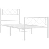  Metalni okvir kreveta uzglavlje i podnožje bijeli 100x200 cm | shoptok.hr