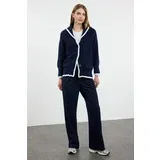 Trendyol Navy Blue Wide Fit Soft Textured Knitwear Cardigan