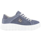Shelvt Blue suede leather platform shoes | shoptok.hr