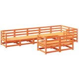  The Living Store Vrtna sedežna garnitura 8-delna voščeno rjava trdna borovina - Vrtna Sedežna Garnitura, (21461085) | Shoptok.si