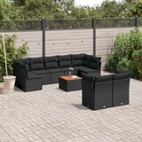 vidaXL 10-dijelni set vrtnih sofa s jastucima crni od poliratana | shoptok.hr