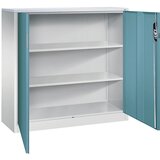C+P Nizka omara za dokumentacijo ACURADO, 3 predelki za fascikle, VxŠxG 1200 x 1200 x 400 mm, svetlo siva / vodno modra | Shoptok.si