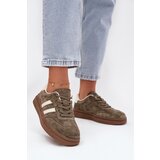 EVENTO Women's Suede Sneakers on Platform Dark Green Sylviona | shoptok.hr