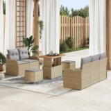 Set od 8 komada vrtnih sofa s jastučićima bež poli ratan akacija | shoptok.hr