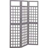 vidaXL Sobna pregrada / rešetka s 3 panela od jelovine siva 121x180cm Cijene