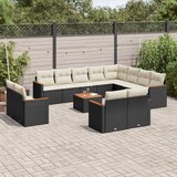  13-dijelni set vrtnih sofa s jastucima poliratan crni | shoptok.hr