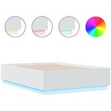 Maison Chic Posteljni okvir - Dvoposteljna postelja - Zakonska postelja z LED lučkami bel 135x190 cm inženirski les, (21697438) | Shoptok.si