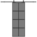  Klizna vrata s priborom crna 76 x 205 cm kaljeno staklo | shoptok.hr