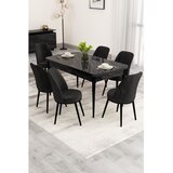 Hanah home Nix produživi trpezarijski sto i 4 stolice, crni mermer/crna Cene