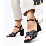  Black block heel ankle strap sandals Farida | shoptok.hr