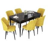 Hanah home Set Trpezarijski sto i 6 stolica Nef, žuto-smeđa | Eponuda.ba