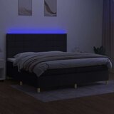  Box spring postelja z vzmetnico LED črna 200x200 cm blago, (20761253) | Shoptok.si