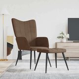  Stolica za opuštanje s osloncem za noge smeđa od tkanine - Smeđa 1 Sa naslonom za noge | shoptok.hr
