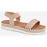 Boto Ladies Sandals With Braiding On Decorated Platform Beige Velara | shoptok.hr