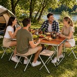  Set kamperskog namještaja, sklopivi stol, 4 stolice, drveni kofer | shoptok.hr
