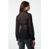Trendyol Black Front Ruffle Detailed Judge Collar Woven Regular Regular Fit Shirt | Shoptok.si