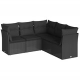 Maison Chic Seti vrtnega pohištva - Vrtna garnitura - Vrtni pohištvo set 5-delna z blazinami črn poli ratan, (21815419) | Shoptok.si