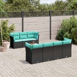  Vrtna garnitura - 8-dijelni set vrtnih sofa od poliratana s jastucima crni - Crna 2x corner+3x centre+1x garden+7x back+5x seat | shoptok.hr