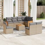 Maison Chic Seti vrtnega pohištva - Vrtna garnitura 9-delna z blazinami bež poli ratan, (21796021) | Shoptok.si