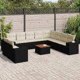  11-dijelni set vrtnih sofa od poliratana s jastucima crni | shoptok.hr