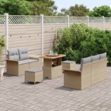  8-delni vrtni set kavčev z blazinami Bež poli ratan akacija | Shoptok.si