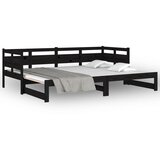  Dnevni ležaj na izvlačenje crni 2x (80x200) cm masivna borovina | Eponuda.ba