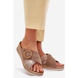 Inblu Wedge Sandals For Women With Decorative Buckle Brown | Shoptok.si