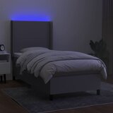  Krevet box spring s madracem LED svjetlosivi 90x190 cm tkanina | shoptok.hr
