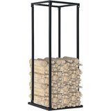 vidaXL Stalak za drva za ogrjev s bazom crni 37 x 37 x 113 cm čelični | shoptok.hr