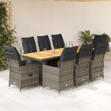 9-dijelni vrtni bistro set od poliratana s jastucima sivi Cijene